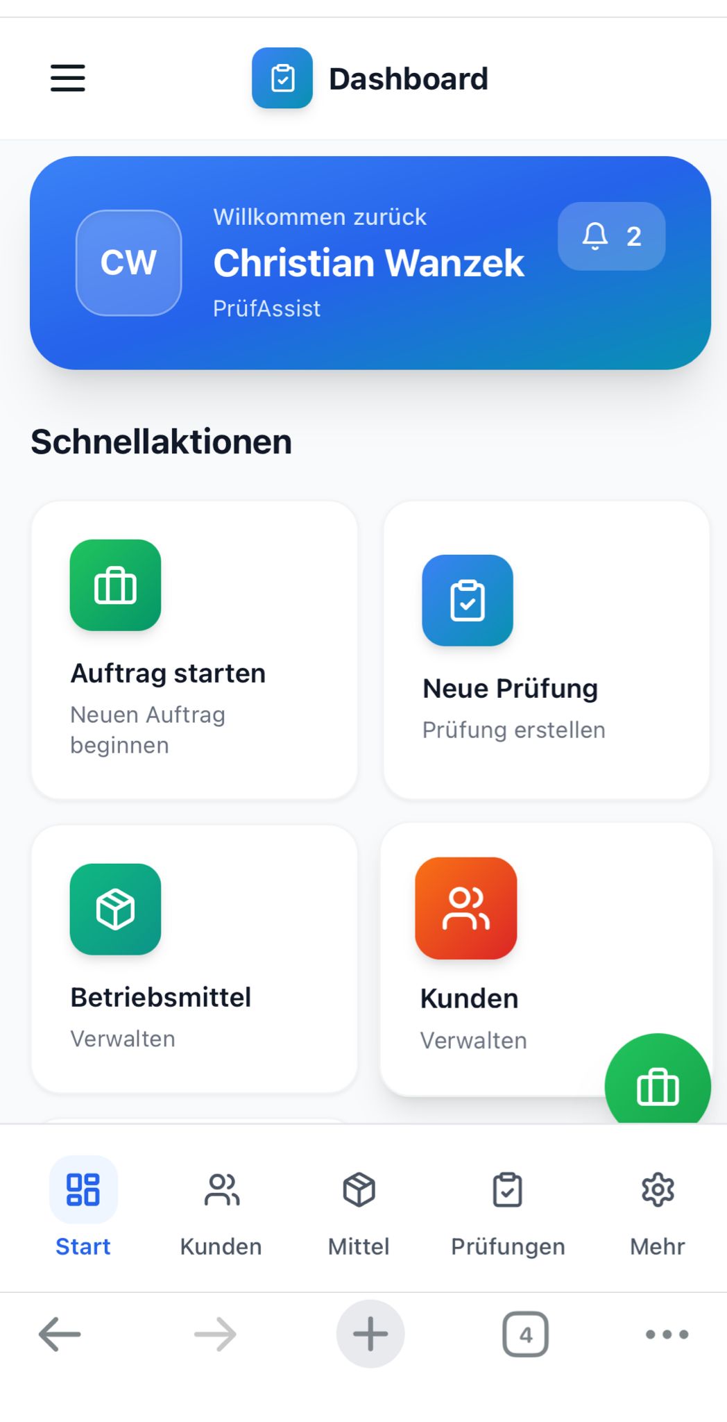 PrüfAssist App Prüfabfrage Interface